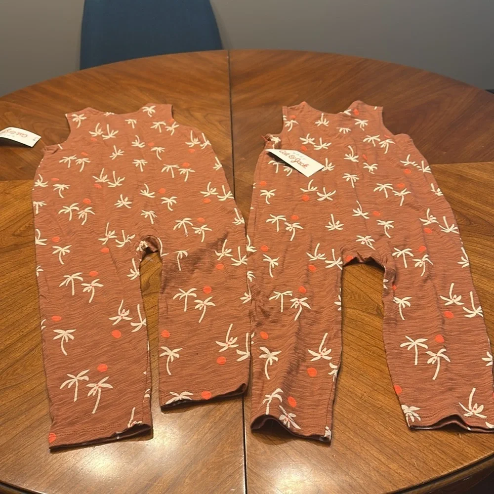Cat Jack Brown Palm Tree + Sun Romper - size 18 months